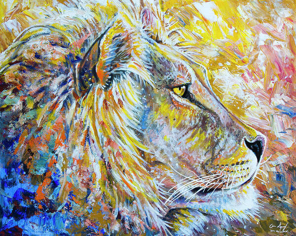 Lion Poster featuring the painting The Lion by Aaron Spong