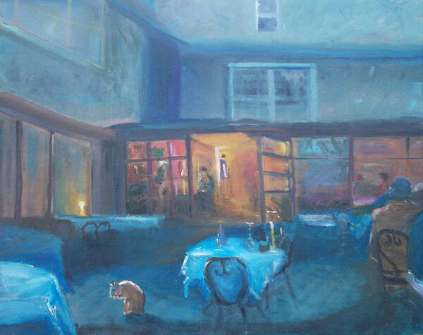 Moonlight Poster featuring the painting The Nightly Diners by Susan Esbensen