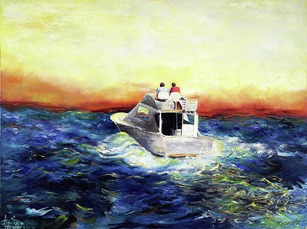 Seascape Poster featuring the painting The Voyage by Anitra Handley-Boyt