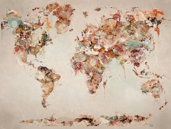 World Map Poster featuring the painting The World Map by Bri Buckley