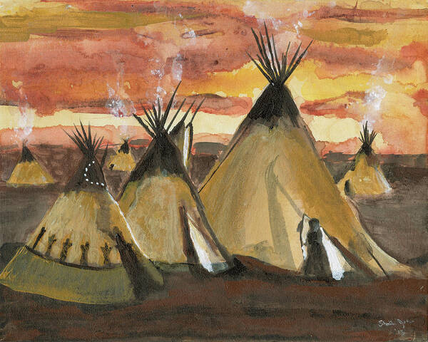 Tepee Poster featuring the painting Tepee Village by Sheila Johns