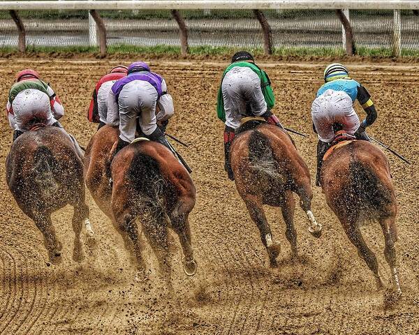 Race Horses Poster featuring the photograph To the Finish by Jeffrey PERKINS