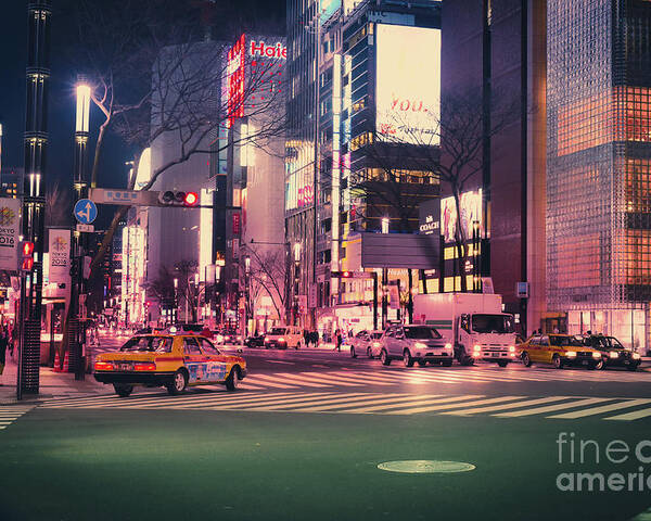 Tokyo Poster featuring the photograph Tokyo Street at Night, Japan 2 by Perry Rodriguez