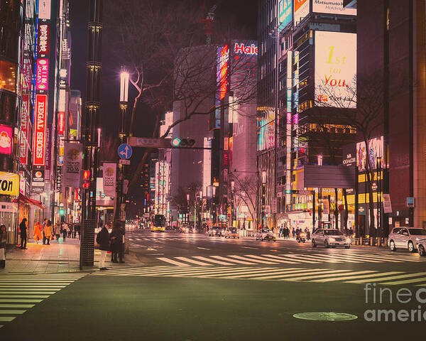 Tokyo Poster featuring the photograph Tokyo Street at Night, Japan by Perry Rodriguez