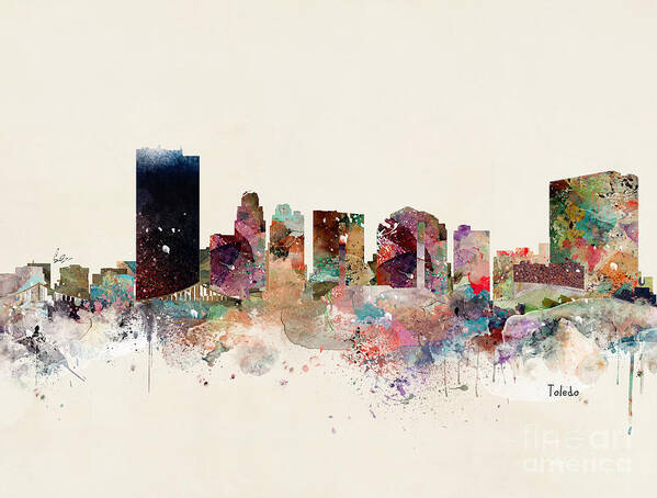 Toledo Poster featuring the painting Toledo Ohio Skyline by Bri Buckley
