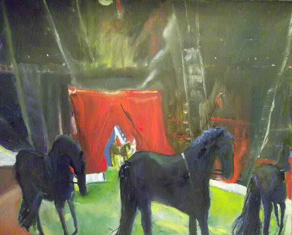 Circus Poster featuring the painting Traveling Circus by Susan Esbensen