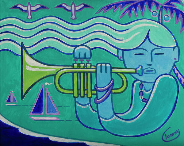 Trumpet Poster featuring the painting Trumpet Girl by Tommy Midyette