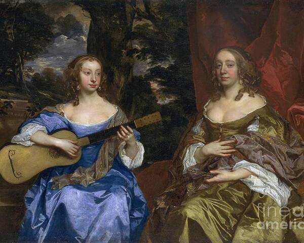 Sir Peter Lely (1618&-8209;1680) Two Ladies Of The Lake Family Poster featuring the painting Two Ladies of the Lake Family by MotionAge Designs