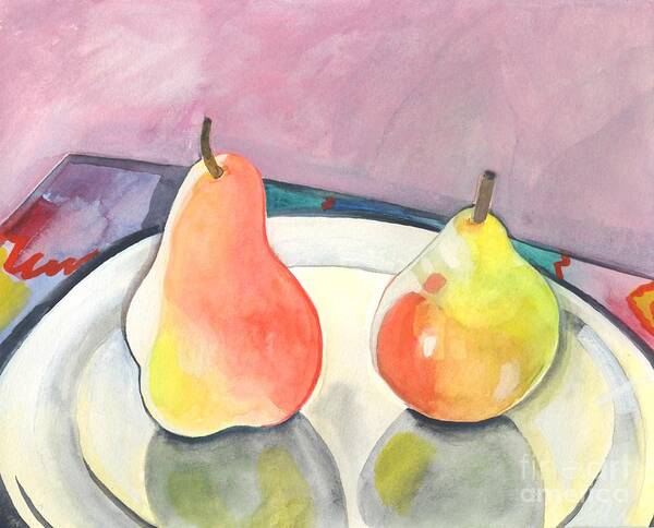 Pear Poster featuring the painting Two Pears by Helena Tiainen