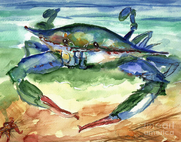Crab Poster featuring the painting Tybee Blue Crab by Doris Blessington