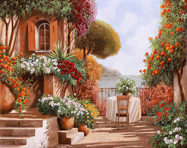 Terrace Poster featuring the painting Una Sedia In Attesa by Guido Borelli