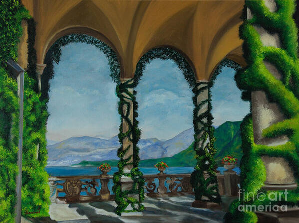 Bellagio Italy Art Poster featuring the painting Under The Arches At Villa Balvianella by Charlotte Blanchard