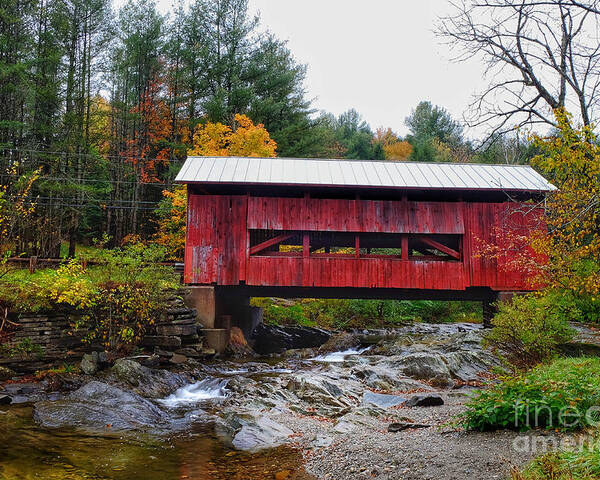 Covered Bridge Poster featuring the photograph Upper Cox Brook Covered Bridge in Northfield Vermont by T Lowry Wilson