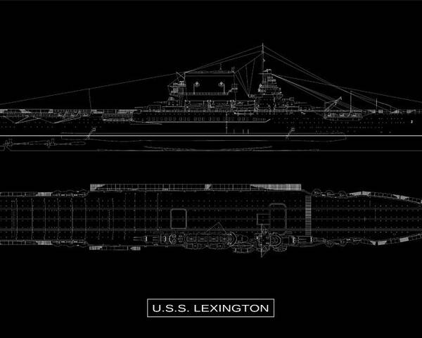 Uss Lexington Poster featuring the digital art USS Lexington by DB Artist