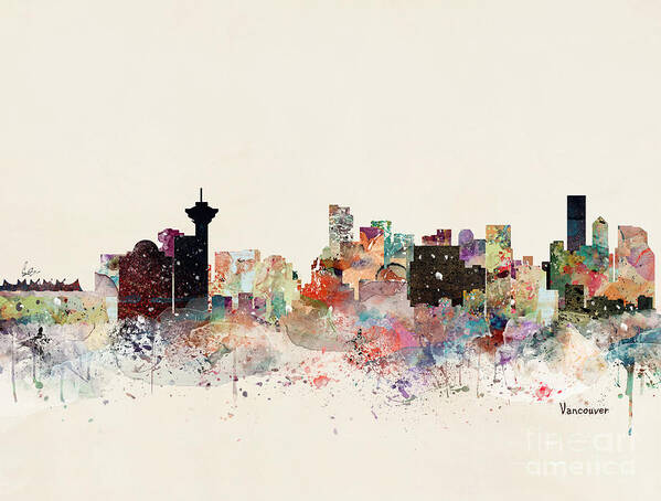 Vancouver Skyline Poster featuring the painting Vancouver Skyline by Bri Buckley