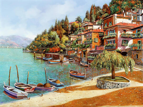 Lake Como Poster featuring the painting Varenna sul lago di como by Guido Borelli
