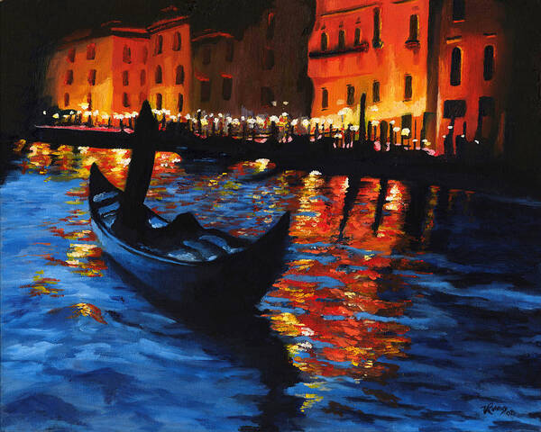 Landscape Poster featuring the painting Venice Lights by Vic Ritchey