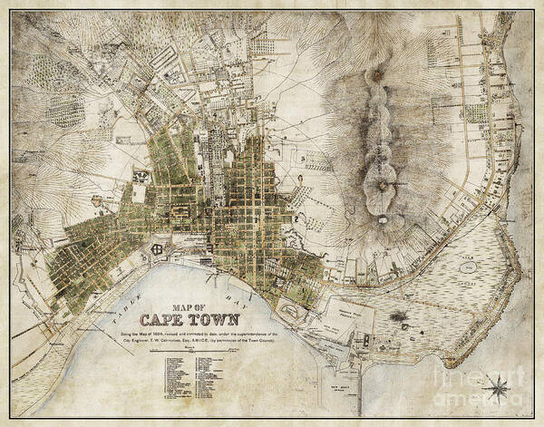 Vintage Antique Cape Town South Africa City Map Poster By Elite Image Photography By Chad Mcdermott