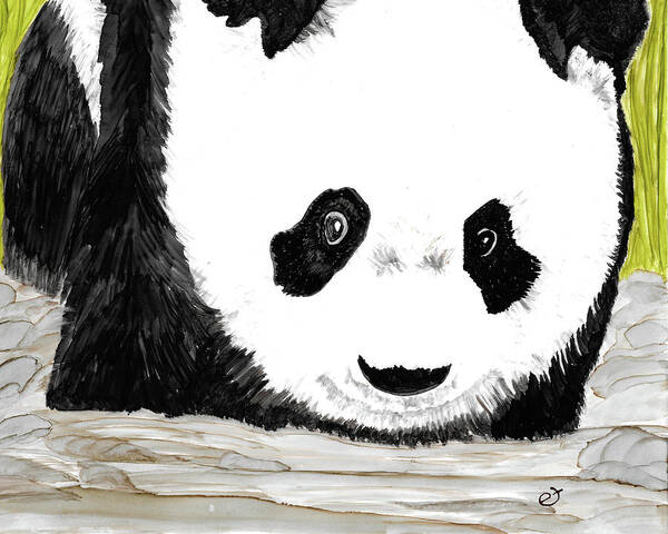 Panda Poster featuring the painting Vivi's Pet Panda by Eli Tynan