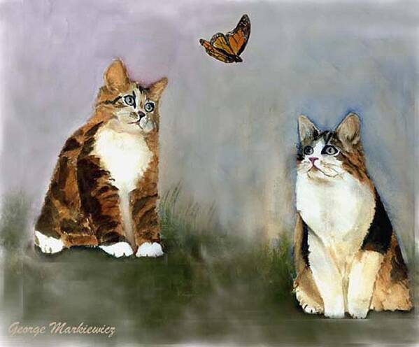 Cats Butterfly Poster featuring the print Whatzit by George Markiewicz