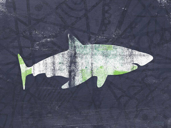 Shark Poster featuring the painting White Shark- Art by Linda Woods by Linda Woods