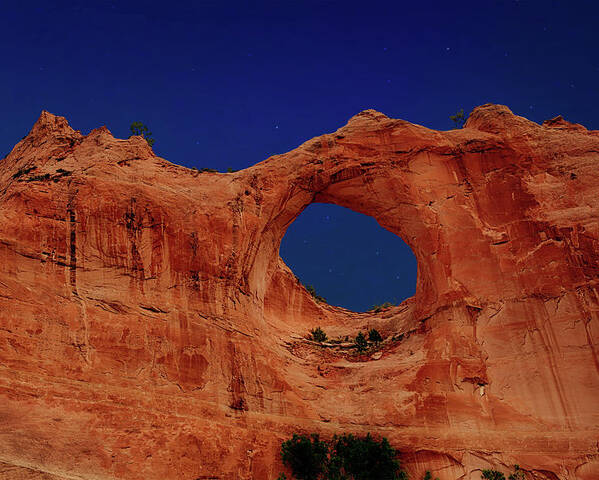Window Rock Poster featuring the photograph Window Rock Light Painted by Mike Stephens