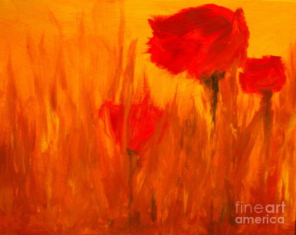 Flowers Poster featuring the painting Windy Red by Julie Lueders 