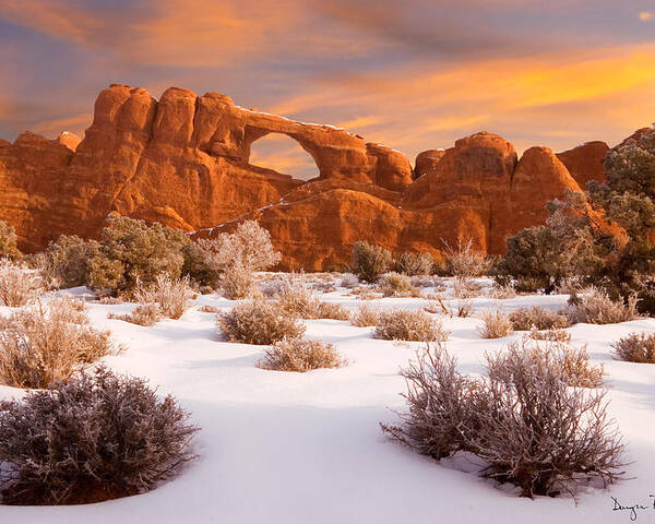 Arches National Park Poster featuring the photograph Winter Dawn at Arches National Park by Douglas Pulsipher