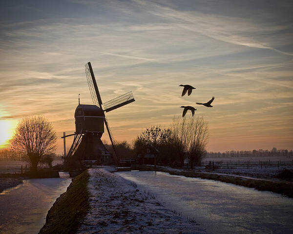 Dutch Poster featuring the photograph Winter in Holland-1 by Casper Cammeraat