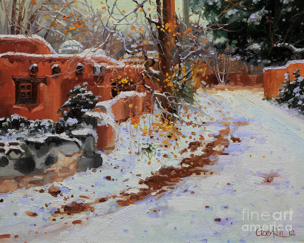 Winter Poster featuring the painting Winter landscape of Santa Fe by Gary Kim