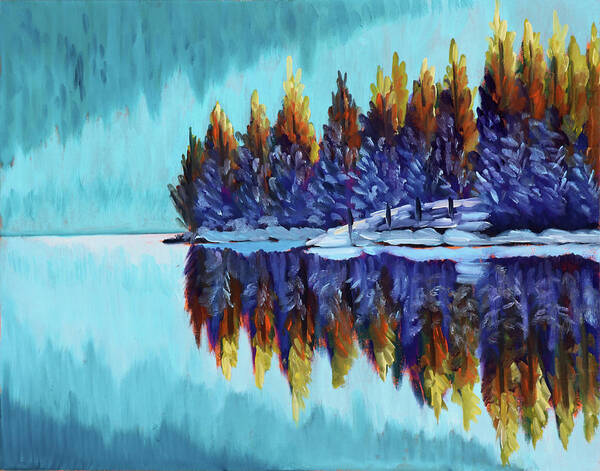 Winter Poster featuring the painting Winter - Mountain Lake by Kevin Hughes