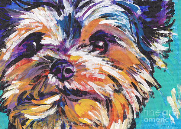 Yorkshire Terrier Poster featuring the painting Yay Yorkie by Lea S