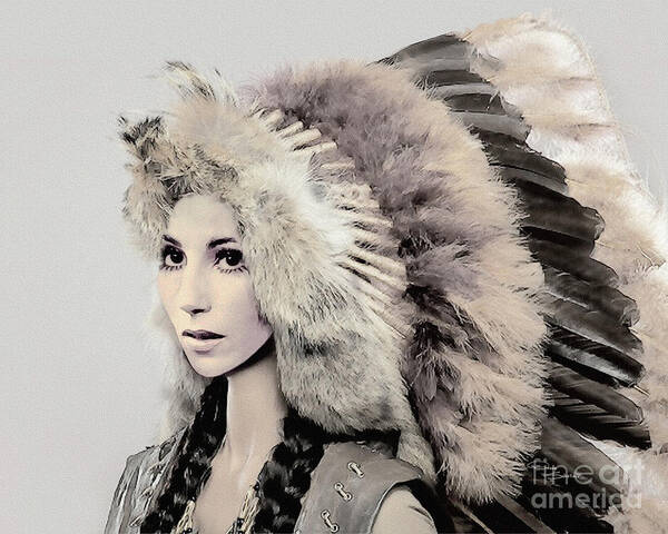 Half-length portrait of Umatilla youth in full feather headdress, beaded  buckskin shirt and shell bead necklace. Poster Print - Item #  VARBLL058747626L - Posterazzi