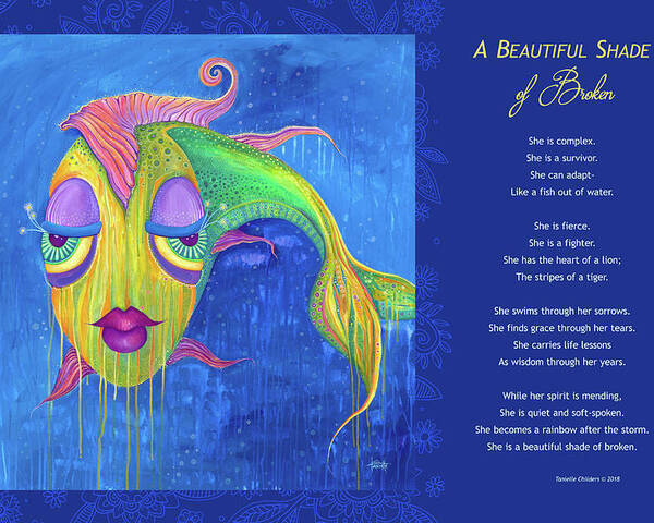 Fish Poster featuring the digital art A Beautiful Shade of Broken by Tanielle Childers