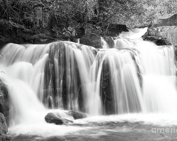 Smoky Mountains Poster featuring the photograph Black And White Waterfall by Phil Perkins