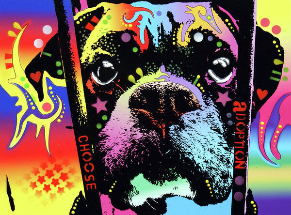 Choose Adoption Boxer Poster featuring the mixed media Choose Adoption Boxer by Dean Russo