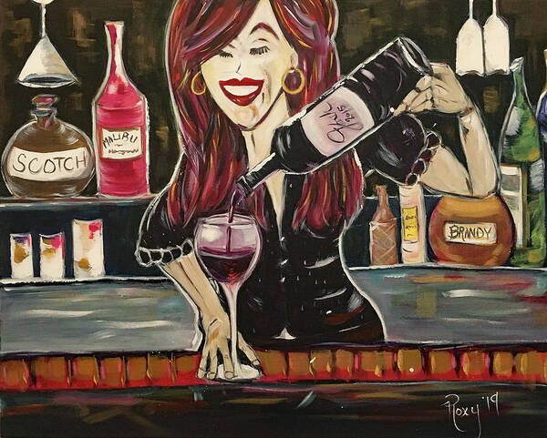 Bartender Poster featuring the painting Sassy Notes featuring Dana Doom by Roxy Rich