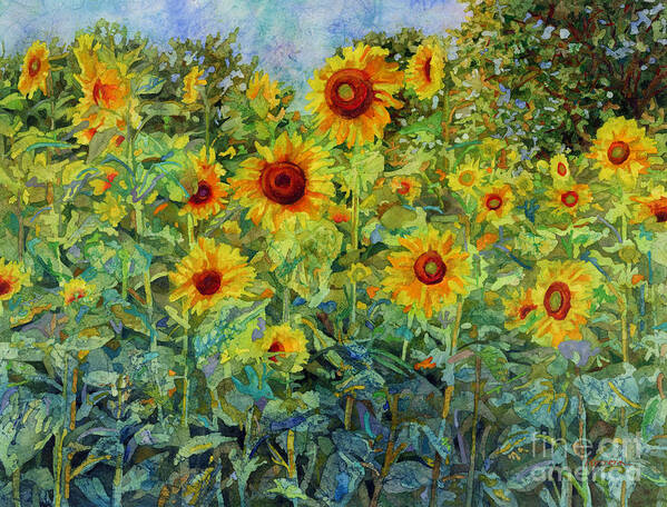 Sunflower Poster featuring the painting Sunny Meadow by Hailey E Herrera