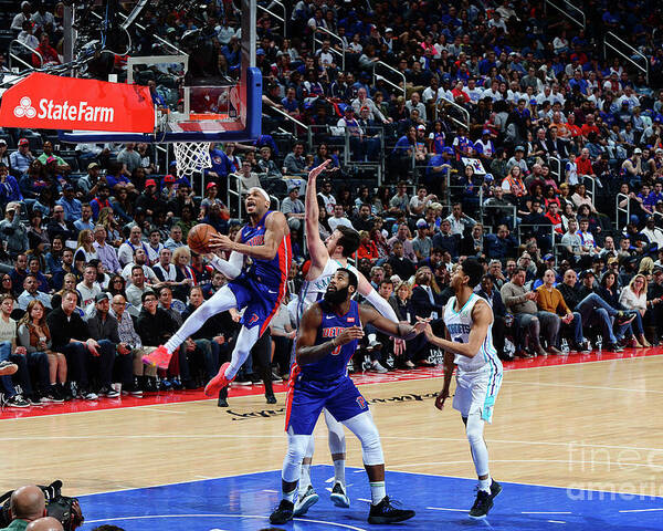 Nba Pro Basketball Poster featuring the photograph Charlotte Hornets V Detroit Pistons by Chris Schwegler