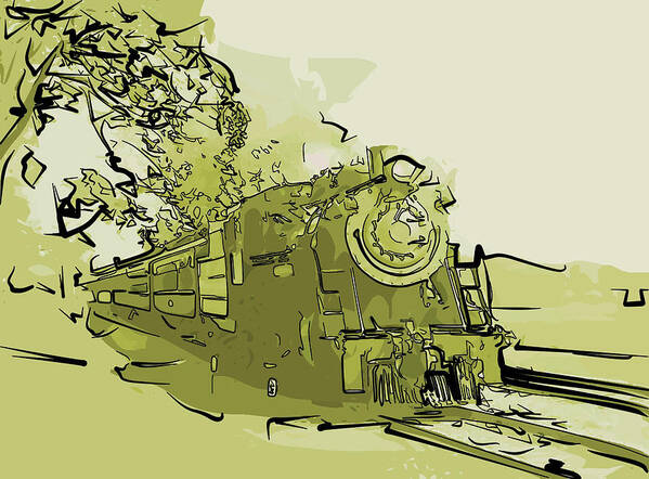 Steam Locomotive Poster featuring the mixed media Steam Locomotive by Christopher Reed