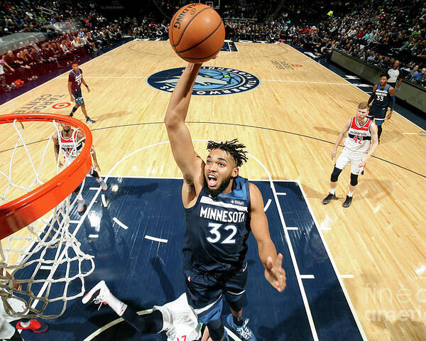 Karl-anthony Towns Poster featuring the photograph Washington Wizards V Minnesota by David Sherman
