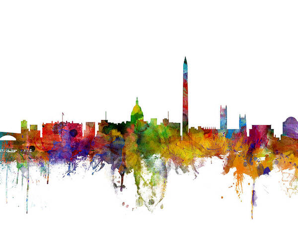 United States Poster featuring the digital art Washington DC Skyline by Michael Tompsett