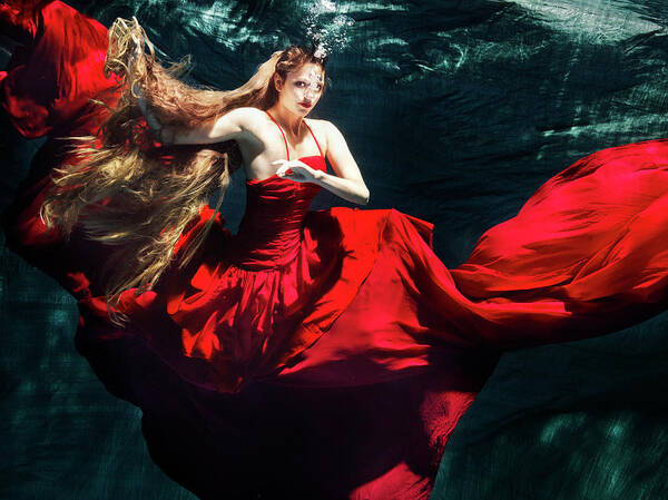 Ballet Dancer Poster featuring the photograph Female Dancer Performing Under Water by Henrik Sorensen