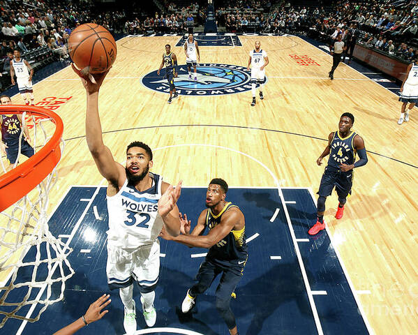 Karl-anthony Towns Poster featuring the photograph Indiana Pacers V Minnesota Timberwolves by David Sherman