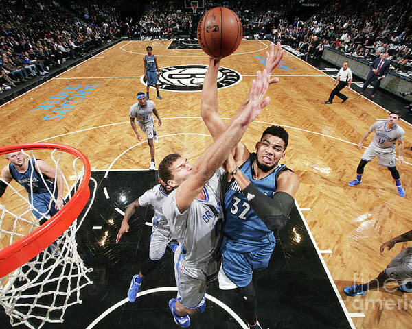 Nba Pro Basketball Poster featuring the photograph Minnesota Timberwolves V Brooklyn Nets by Nathaniel S. Butler