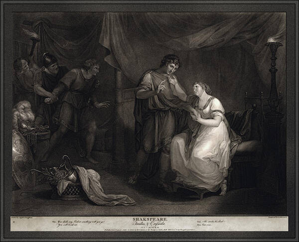 A Scene From Troilus And Cressid Poster featuring the painting A Scene from Troilus and Cressid by Angelika Kauffmann and engraver Luigi Schiavonetti by Rolando Burbon