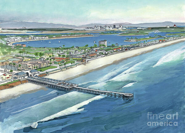 Mission Beach And Mission Bay Aerial Panorama San Diego Picture  Poster #2 