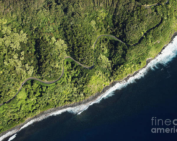 Color Poster featuring the photograph Aerial View Of Scenic Road Along Coast by Iofoto