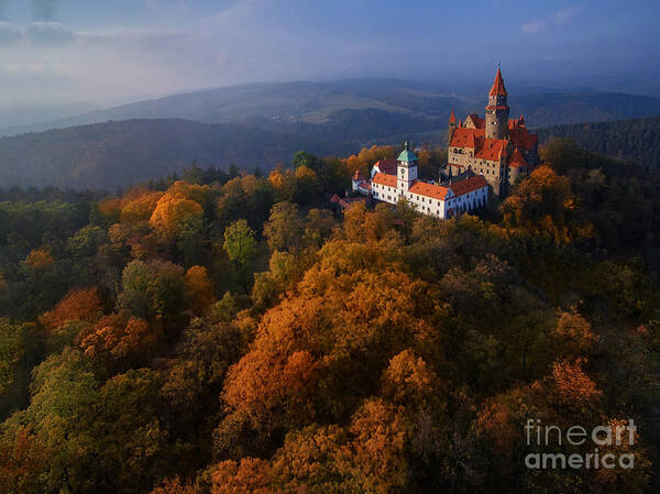 Magic Poster featuring the photograph Aerial View On Romantic Fairy Castle by Martin Mecnarowski