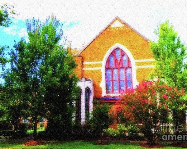 American Churches Poster featuring the mixed media Asbury Church Blossoms by Aberjhani